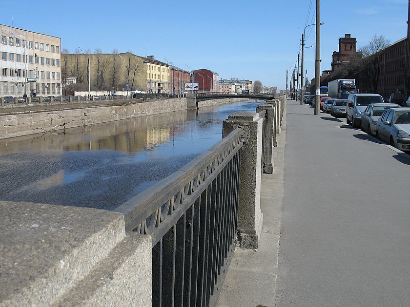 Обводный канал, набережная Обводного канала, ограждение набережной, вид на Борисов мост